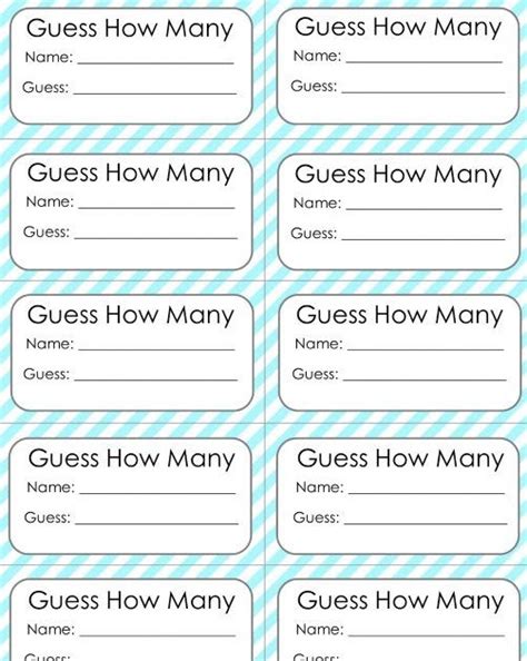 Template Guess How Many In The Jar Free Printable